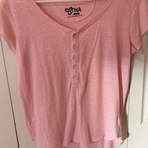Pink Henley t-shirt from Aritzia
